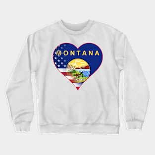 State of Montana Flag and American Flag Fusion Design Crewneck Sweatshirt